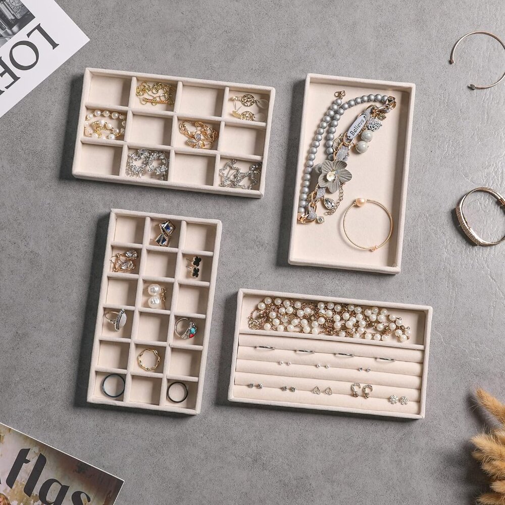 Versatile Jewelry Storage: 9-Piece Stackable Velv… - image 2